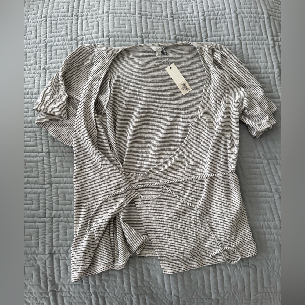 Lucky Brand Black and White Wrap Top